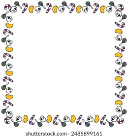 Hand drawn halloween frame template design.