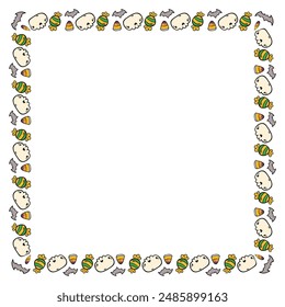 Hand drawn halloween frame template design.