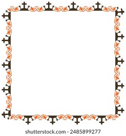 Hand drawn halloween frame template design.