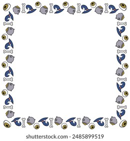 Hand drawn halloween frame template design.
