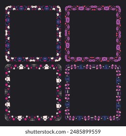 Hand drawn halloween frame template design collection.