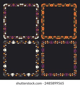 Hand drawn halloween frame template design collection.