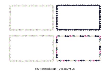 Hand drawn halloween frame template design collection.