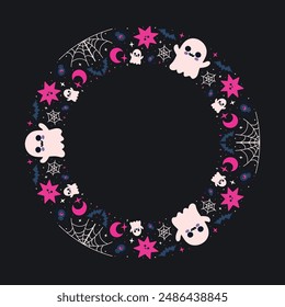 Hand drawn halloween frame template design.