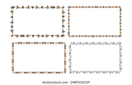 Hand drawn halloween frame template design collection.