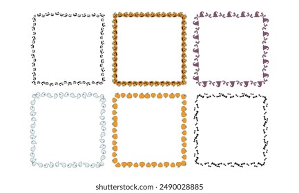 Hand drawn halloween frame template design collection.