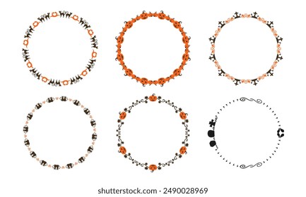 Hand drawn halloween frame template design collection.