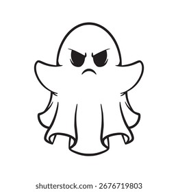 Hand Drawn Halloween Ghost Doodle Vector Icon for Holiday Decoration
