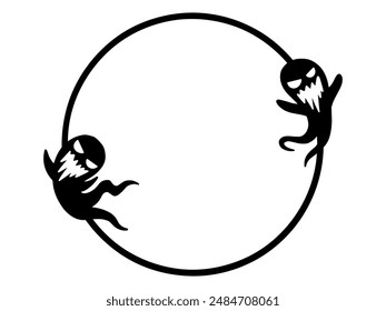 Hand Drawn Halloween Ghost Line Art