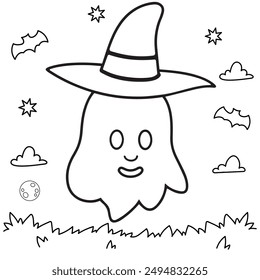 Hand drawn Halloween ghost outline
