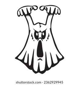 Hand drawn halloween ghost for sticker water bottles, cars, t shirt, Vector illustration cartoon EPS images.