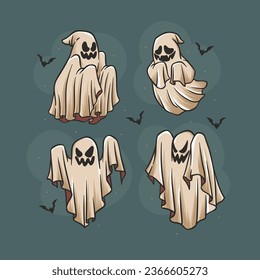 Colección de fantasmas de Halloween dibujada a mano