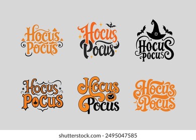 Handgezeichneter Halloween Hocus Pocus Schriftzug für Plakate, Einladungen und T-Shirt-Designs.