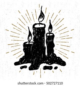 Hand drawn Halloween icon with textured candles vector illustration.