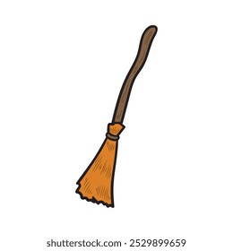 Hand Drawn Halloween Illustration Colored - Broom