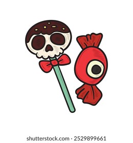 Hand Drawn Halloween Illustration Colored - Candy