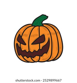 Hand Drawn Halloween Illustration Colored - Pumpkin