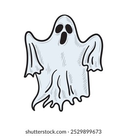 Hand Drawn Halloween Illustration Colored - Ghost