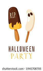 Hand drawn Halloween illustration. Creative Cartoon Style art work. Actual vector drawing food and drink for Party. Artistic isolated Season objects