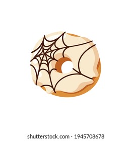 Hand drawn Halloween illustration Donut. Creative Cartoon Style art work. Actual vector drawing food and drink for Party. Artistic isolated Season objects