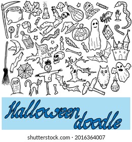 hand drawn halloween illustrations in ddodle style