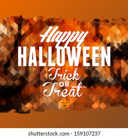 Hand drawn Halloween invitation or greeting card template. Triangle hipster background