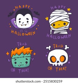 Hand drawn halloween labels collection