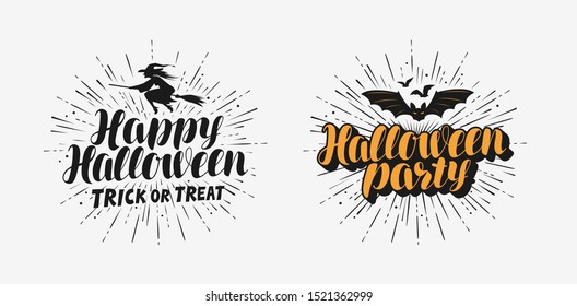 Hand drawn Halloween lettering. Holiday vector illustration