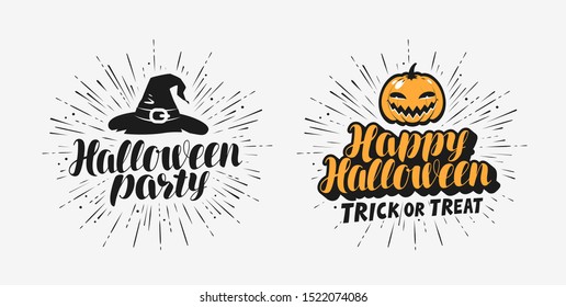 Hand drawn Halloween lettering symbol. Holiday vector illustration