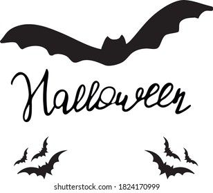 Hand drawn halloween lettering. Vector illustration. Design for holiday cards and invitations, posters, Hallloween banner.