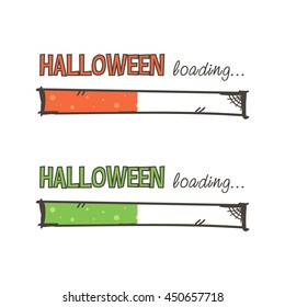Hand drawn halloween loading bars set, collection isolated on white background.