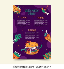 Hand drawn Halloween menu template