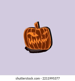 hand drawn Halloween monster pumpkin vector illustration.