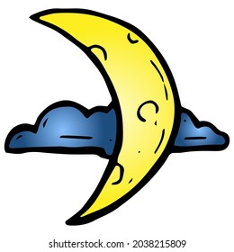 handgezeichneter Halbmond in Cloud-Illustration im Doodstyle