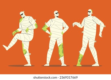 hand drawn halloween mummies collection vector design illustration