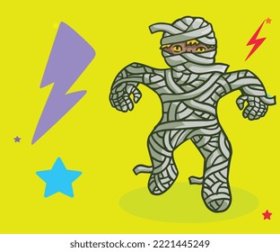 Hand drawn Halloween mummy doodle vector illustration.