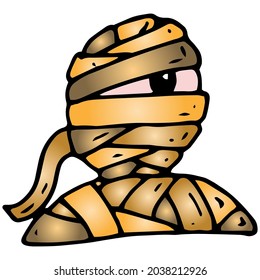 hand drawn halloween mummy illustration in doodle style
