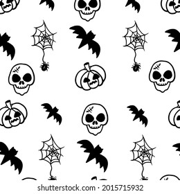 Hand drawn halloween pattern. Vector illustration