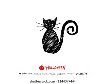 Hand drawn Halloween poster - vector