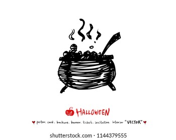 Hand drawn Halloween poster - vector