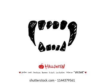 Hand drawn Halloween poster - vector