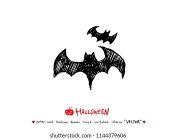 Hand drawn Halloween poster - vector