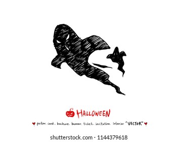 Hand drawn Halloween poster - vector