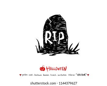 Hand drawn Halloween poster - vector