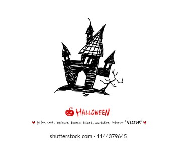 Hand drawn Halloween poster - vector