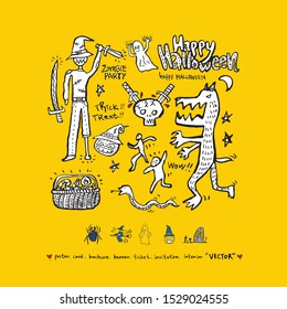Hand drawn Halloween poster - vector  