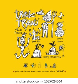 Hand drawn Halloween poster - vector  