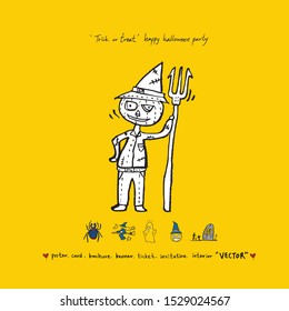 Hand drawn Halloween poster - vector  