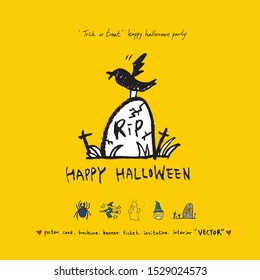 Hand drawn Halloween poster - vector  