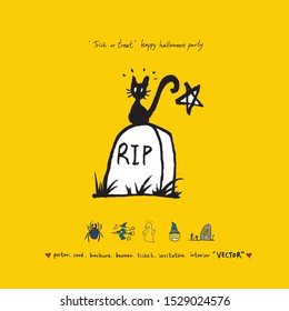 Hand drawn Halloween poster - vector  